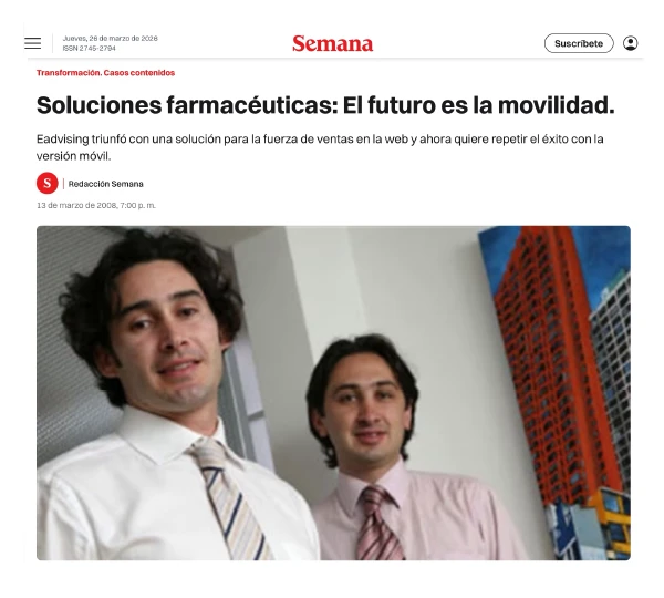 Eadvising, ecosistema de productividad comercial diseñado para la industria farmacéutica, Bogotá, Colombia